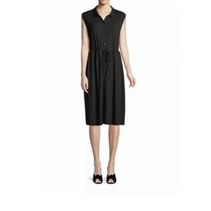 Eileen Fisher Black Drawstring Waist Shirt Dress